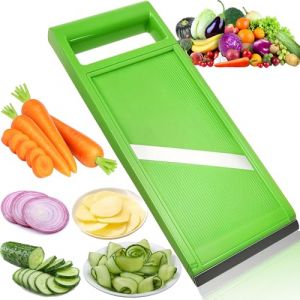 Mandoline Cuisine,Mandoline Multifonctions Coupe-l&eacute;gumes Trancheuse Manuelle &agrave; Chips avec Lame en Acier Inoxydable pour Pomme,Terre Carottes,Oignon,Concombre(Vert) (FLZONHUT, neuf)