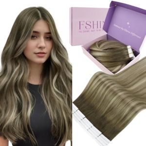 Fshine Extension Cheveux Naturel Adhesif 55Cm 50G 20Pcs Châtain Foncé Châtain Moyen Blond Clair Mèches Bande Adhesive Extension Remy Human Hair Invisible Pour Femmes Mariage Promo Couleur 3 8 22 (Fshine Hair Eu, neuf)