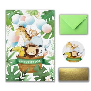 EVTI 10 Invitation Anniversaire safari, carte invitation en fran&ccedil;ais jungle, kit cr&eacute;atif anniversaire enfants, invitation &agrave; gratter pour gar&ccedil;ons et filles (EVTI, neuf)