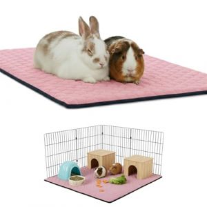 NEO SOLVO Tapis Litière Polaire pour Cochon d'Inde et Lapin - Absorbant et Imperméable - Lavable - Cage et Enclos - 105 x 70 cm - Rose (Neo Solvo, neuf)