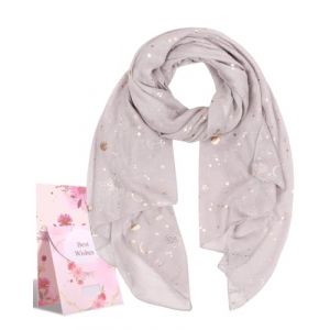 Tuopuda Femme Foulard Argent &Eacute;toile Feuille de Lune Paillette Imprim&eacute; &Eacute;charpe Foil Print L&eacute;ger Doux Wraps Sparkly Ch&acirc;le Scintillante Scarf-180cm x 70cm-Gris (&eacute;toile dor&eacute;e et lune) (YCH_GO, neuf)