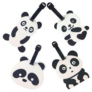 Étiquettes de bagage de voyage, porte-étiquettes d'étiquette d'identification de voyage de valise de Panda, porte-étiquettes d'identification de PVC pour le sac à dos (Panda 4pc) (UNEED-GCY, neuf)