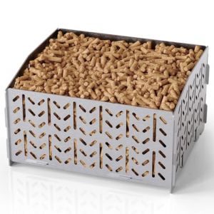 OUSFOT Reservoir a Pellets Granul&eacute;s en Acier Inoxydable 430, Bruleur Pellet de 30 x 25 x 17 cm, 2.8 kg Portable Panier a Granules pour Insert, Panier a Pellets pour Poele a Bois, Chemin&eacute;e Ouverte (KECSKESISTLONG Kft., neuf)