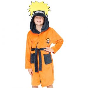 Naruto Peignoir Enfant Gar&ccedil;on 7&ndash;15 Ans, Robe de Chambre Polaire Chaud avec Capuche et Ceinture, Cadeau Cosy Manga Ado (11-12 Ans, Orange) (Get Trend., neuf)