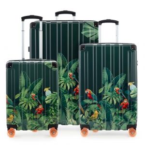 Hauptstadtkoffer Q-Damm &ndash; Ensemble de 3 valises rigides 4 Roues, Trolleys &agrave; Coque Rigide Tailles: Cabine + Moyenne + Grande, Polycarbonate/ABS, TSA, Design Perroquet (Sagenta GmbH, neuf)