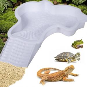 Abreuvoir Tortue Terrestre, Bol d'eau pour Reptiles avec éChelle, Rampe Animaux Piscine, Accessoire De Distributeur d'eau pour Tortues Terrestres, Bassin De Douche pour Terrasse (White) (YiYidose-Livraison sous 7 à 14 jours, neuf)