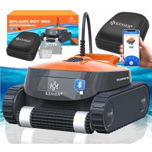 KESSER® Robot de Piscine pour Fond et Paroi | Jusqu'à 100m² de Piscine | Entièrement Automatique avec Fonction App et Module de Contrôle | Mécanisme d'escalade - Anthracite/Orange (WMK Trading GmbH, neuf)