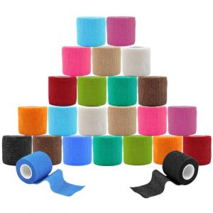 ANAMPION Bandage Autoadh&eacute;sif, 5cm x 4.5m Bande Cohesive pour Les Humains Et Les Animaux, Bande Strapping Adh&eacute;sif pour Gonflement Des Chevilles, Sports, Animaux (12 Couleur MIX, 24 Rouleaux) (ANAMPION-EU, neuf)
