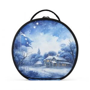 Aquarelle Bleu Hiver Neige Créativité Trousse Sac Cosmétique Circulaire de Maquillage Pochette Sacs avec Cloisons Amovibles pour Voyage Filles (HULAHULA, neuf)