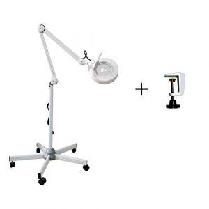 Lampe loupe esthétique LED, 5 x loupe LED debout 5 roues/sur table (EDELWEISS BEAUTY, neuf)