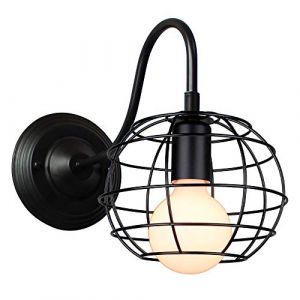 2 pack Appliques Murales Vintage Industrielle Noir Diamant Cage en Métal Plafonnier Luminaire Rétro Applique Intérieure Décoration pour Salon Cuisine Couloir Chambre Café Bar (Ronde - 1Pack) (DOO2U, neuf)