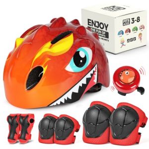 VICTGOAL Casque Velo Enfant pour Garçons et Filles Dessin animé Casque Trotinette Parfait pour Le Scooter, Le Tricycle et Le Skateboard, Taille Réglable (Rouge Set 2, S (50-54 cm)) (VICTGOAL SPorts, neuf)