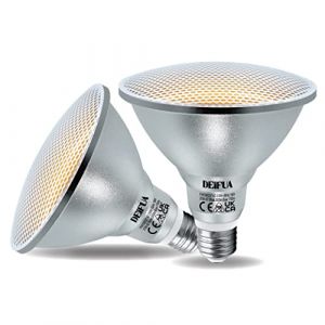 DEIFUA Ampoule LED E27 PAR38 Blanc Chaud 2000 Lumens 18W &eacute;quivalent 120W Halog&egrave;ne, Lot de 2, Spot sans Scintillement 2700K, Lampe R&eacute;flecteur IP65 Faisceau Large 60&deg; Non Dimmable (PRCNL, neuf)