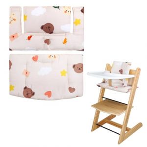 LLHQAMT Coussin de Chaise Haute, Doux et Confortable Housse de siège bébé avec Motifs Mignons, pour Tripp Trapp Coussin bébé Rend bébé Assis Plus sûr et Plus Confortable (Ours Nuageux) (Tengest, neuf)