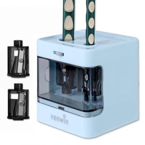 tenwin Taille-crayon électrique, double alimentation, convient pour les taille-crayons portables de 6 à 12 mm, artiste/adultes/bureau/école/maison (TC E-commerce, neuf)