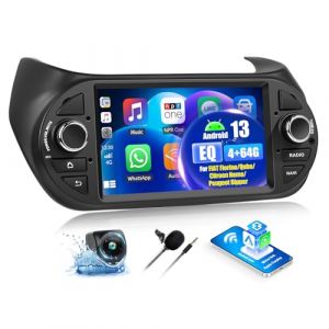 4+64G Android 13 Autoradio pour Fiat Fiorino/Qubo/Citroen Nemo/Peugeot Bipper avec CarPlay Android Auto sans Fil, 7“ Écran Tactile avec GPS WiFi Lien Miroir Bluetooth FM/RDS EQ SWC Caméra Arrière (Liuhuzhekeji, neuf)