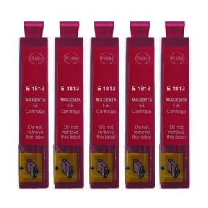 Inkpro Lot de 5 cartouches d'encre compatibles avec Epson T1813 Magenta pour Expression Home XP- 102 202 205 212 215 225 30 302 305 312 313 315 322 325 33 402 405 412 413 415 4 4 20 422 425 (LED-lampe24, neuf)