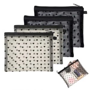 JUGUTA 4 Pcs Petite Trousse De Toilette, Mini Pochette Maquillage Trousse De Maquillage Pour Hommes Et Femmes, Trousse De Toilette Voyage Imperm&eacute;able Pour Port Quotidien, Noir & Beige (2 Couleurs) (ROXYROX FASHION, neuf)