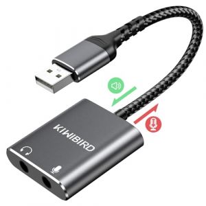 KiwiBird Adaptateur USB vers Audio Jack 3,5 mm, Carte Son Externe, USB Écouteur Casque et Convertisseur Micro Microphone Compatible avec PS5 PS4, MacBook Air Pro, Raspberry Pi, Windows PC, Mac (KiWiBiRD, neuf)