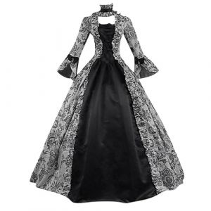 Robe Rétro Médiévale Femme Renaissance Baroque Robes Médiévale Rétro Manches Trompette Victorienne Gothique Robe Grandes Tailles Maxi Carnaval Halloween Fête Femmes Cosplay Carnaval Victorien (⭐⭐⭐⭐⭐Générique(5-12 jours Arrivé), neuf)