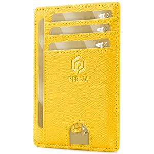 Porte Carte Bancaire Fin et Petit, Portefeuille pour Hommes et Femmes avec Pochette d'argent & Bo&icirc;te-Cadeau, Porte-Cartes de Cr&eacute;dit RFID, Porte Carte Bancaire Anti Piratage pour Femme - Jaune (PIRNA, neuf)