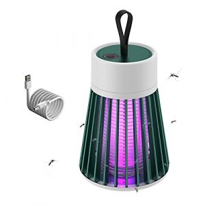Lampe Anti Moustique, Tue Mouche Electrique Interieur, Anti Moustique Electrique Exterieur, Anti Insectes R&eacute;pulsif Puissant Efficace Port&eacute;e Piege UV Mouche Lampe Pi&egrave;ge 100m&sup2; (USB sans Batterie, Vert) (hongenerlu, neuf)