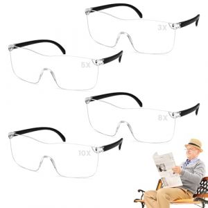 kelav Lunette Loupe de Lecture Grossissante 4 Pi&egrave;ces, Lunettes Grossissantes Anti-Lumi&egrave;re Bleue 300%, 500%, 800%, 1000%, Lunettes Loupe Portable pour &Acirc;g&eacute; Homme Lire Couture (ZILLIONZ TRADING LTD, neuf)