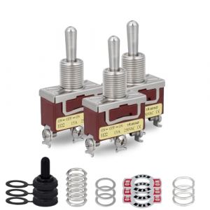 Innfeeltech 3 interrupteurs à bascule, 20A 125V, 1122 SPDT, 3 bornes, on/off/on, interrupteur à bascule haute performance en métal 3 positions avec 3 bouchons étanches (XINGZHI TECH, neuf)