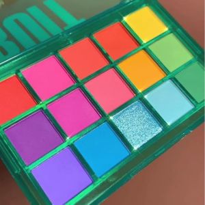 KARLOR Palette de fards à paupières de 15 couleurs, vert, bleu, violet, mat, chatoyant, coloré, bien pigmenté, ombre à paupières verte, printemps, longue durée (PoFeng Direct, neuf)