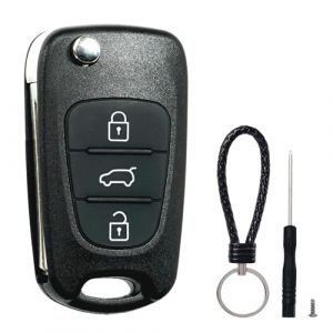 SUPALAND Coque Cl&eacute; Compatible pour Hyundai i10 i20 i30 ix20 ix35 & Kia Rio Ceed Sportage Venga Soul Sorento T&eacute;L&eacute;Commande Coque Voiture 3 Boutons R&eacute;Tractables avec Lame. (EUSUPALAND, neuf)