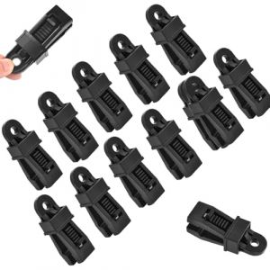 HEKOBAG 16 Pcs Pince &agrave; Pince pour B&acirc;che, Clip de Tente Polyvalent, Clips de Fixation pour Bache, Attache pour Bache de Piscine, Pince Bache Piscine en PP pour Camping, Tentes, Auvent, Piscine (Noir) (LOIZOUPANTELIS, neuf)