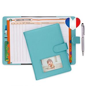 Protege carnet de sante bebe enfant personnalise pour Garçon avec STYLO | Couverture carnet | Pochette ordonnance et carte vitale | BONUS autocollants | Coffret cadeau naissance original (Babee land, neuf)