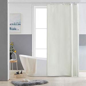 Furlinic Petit Rideau de Douche Beige Anti Moisissure Tissu en Polyester Imperméable Rideaux de Douche Textile Lavable pour Baignoire ou la Salle de Bain 6 Crochets de Rideau Douche-80x180cm. (newpower, neuf)