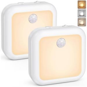 TNMOO Veilleuse à Pile, [Lot de 2] Veilleuse LED Batterie avec Capteur Crépusculaire et Détecteur de Mouvement, Lampe de Placard avec 3 températures de couleur, pour Chambre,Couloir,Cuisine (HFHFEO, neuf)