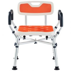 KSITEX Chaise de Douche Large d'int&eacute;rieur, Chaise de Douche rembourr&eacute;e avec accoudoirs et Dossier, Tabouret de Douche 6 Niveaux de r&eacute;glage en Hauteur, pour Adultes &acirc;g&eacute;s, Banc de Douche antid&eacute;rapant (KSITEX Louder, neuf)