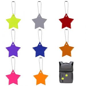 YUVKIN Lot de 8 R&eacute;flecteurs de S&eacute;curit&eacute; en Forme d'&Eacute;toile, Porte-cl&eacute;s R&eacute;fl&eacute;chissants pour Enfants, Sac &agrave; Dos, Cartable, Randonn&eacute;e, V&eacute;lo, Marche, Course (HerEdit, neuf)
