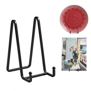 Chevalet Support Presentoir Porte Assiette - 6 Pouces Metal Support Assiette Decorative - Support Cadre Photo de Table - Présentoir de Fer pour Plaque | Livre Cuisine | Carte Postale | Art - Noir (DIDUDIDU, neuf)