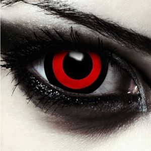 DESIGNLENSES, Mini Sclera lentilles de contact couleur rouge et noir mini sclérotique sans correction, effet grands yeux, 1 paire(2 pcs), Halloween caranaval costume/Cosplay + Récipient (Tokyo Ghoul) (Designlenses, neuf)