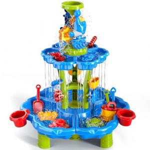 Doloowee Table de jeu aquatique pour enfants, table à sable et à eau, jouet de jardin en plein air, jouet pour garçons et filles de 3, 4, 5, 6, 7, 8 ans (Doloowee, neuf)