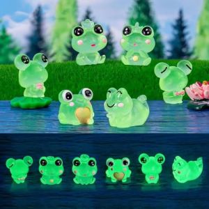 Grenouille Lumineuse, 6pcs Grenouille Lumineuse Jardin, Mini Grenouille en Résine, Mini Grenouille Décor de Jardin, Adaptée à la Décoration de Mini Jardins, Maisons de Poupées et Plantes en Pot (XULIXIA LTD, neuf)