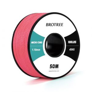 Brotree Micro Corde Paracorde 1,18 mm 50M Corde Tress&eacute; Bobine pour Bracelet, Bricolage, Manualidades - 45 kg Charge de Rupture (N&eacute;on Rose) (Brotree EU, neuf)