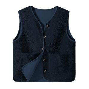 CMTOP Gilet Sans Manche Femme Gilets en Polaire Femme Chaud Sans Manches Manteau Couleur Unie Blouson Button Matelass&eacute;e Sans Manches Veste &Eacute;l&eacute;gant L&eacute;gers Gilet Automne Hiver(Bleu Marine,S) (Lemens, neuf)