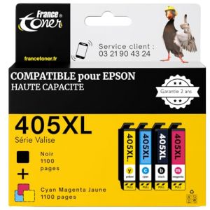 FranceToner - 405XL - Cartouches Encre Compatibles pour Epson 405 XL s&eacute;rie Valise &ndash; Pack pour Epson Workforce Pro WF-3820 WF-3825 WF-4820 WF-4825 WF-7310 WF-7830 WF-7835 WF-7840 (FranceToner, neuf)