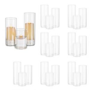 Photophore Bougeoirs Verre Vase Cylindrique: Hewory Set de 24 Porte Bougie pour Centre de Table Noel Mariage, Supports pour Bougies Piliers Transparent Vase en Verre Bougie Flottante (Sportsteam-66, neuf)