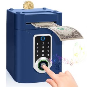 Highttoy Coffre-Fort Enfant 3-12 Ans, Tirelire Électronique avec Écran Tactile et Empreinte Digitale Tirelire Coffre-Fort Garçon avec Code Jouet Tirelire Argent ATM Cadeau Garçon, Bleu (Highttoy, neuf)