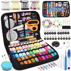 TOPSEAS 365pcs Kit de Couture,Set de Couture,Kit Couture Complet avec Boîte,Aiguilles à Coudre,Dé à Coudre,Fil pour Voyage Famille Maison ou Travailler (VIGANO  MANUEL, neuf)