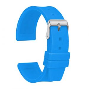 ULLCHRO Bracelet Montre Haute Qualit&eacute; Remplacer Silicone Bracelet Montre Imperm&eacute;able Flexible Lisse - 16,18,20,22,24,26,28mm Caoutchouc Montre Bracelet avec Acier Inoxydable Boucle (16mm, bleu) (Ullchro-EU, neuf)