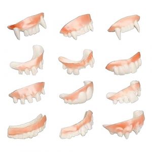 12 Pièces Fausses Dents Amusantes De Dents Noueuses, Fausses Dents De Vampire D'Halloween Effrayantes, Prothèses Dentaires Laides Et Drôles Adaptés À La Fête Costumée D'Halloween Pour Adultes (yantozh, neuf)