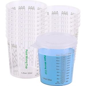CANOPUS Tasses &agrave; Mesurer en Plastique Avec Couvercles, 650ml Pot de Melangeur Resine Epoxy, Coupelle de melange Epoxy, tasse graduee, Doseur Peinture, Pot melange Peinture, (12 Tasses + 3 Couvercles) (Canopus Group (EU), neuf)