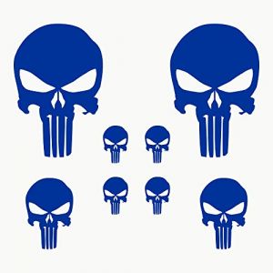 Autodomy Autocollants Tête de Mort Crâne Fondu 8 Unités | Stickers Punisher pour la Voiture ou la Moto | Autocollant Punisher (Bleu) (Domy Company, neuf)